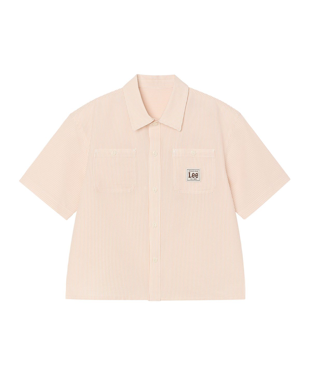 리 키즈(LEE KIDS) 패턴 시어서커 반소매 셔츠 베이지 LK2602SS80BE