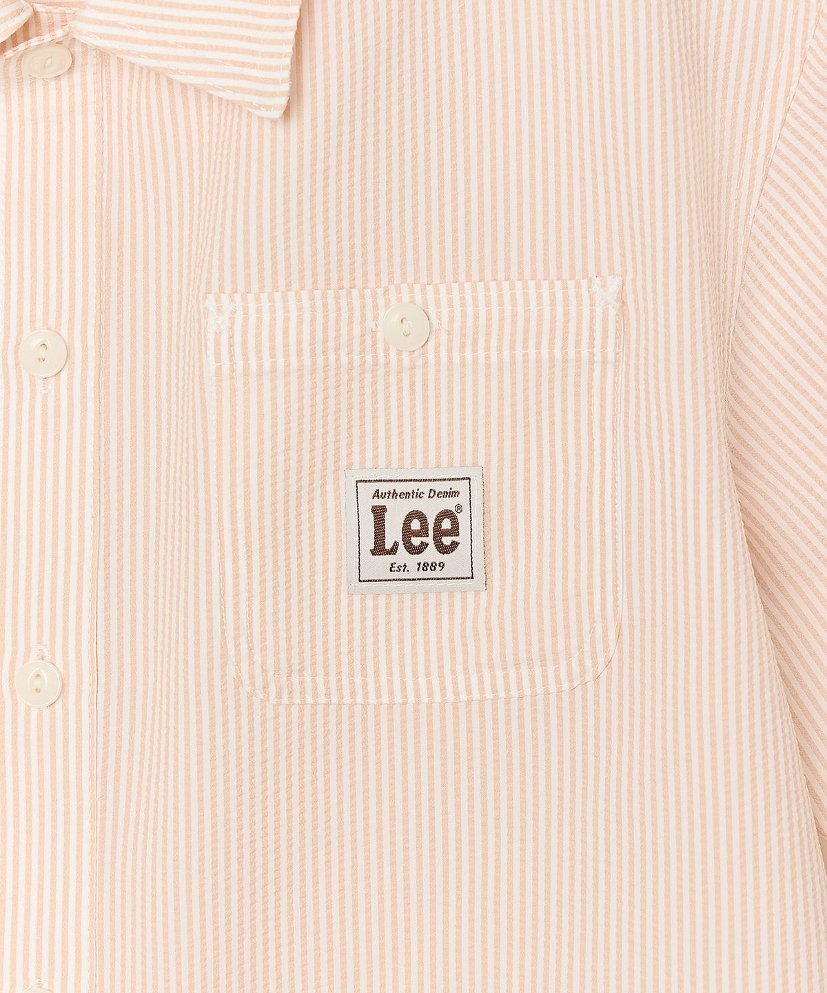 리 키즈(LEE KIDS) 패턴 시어서커 반소매 셔츠 베이지 LK2602SS80BE