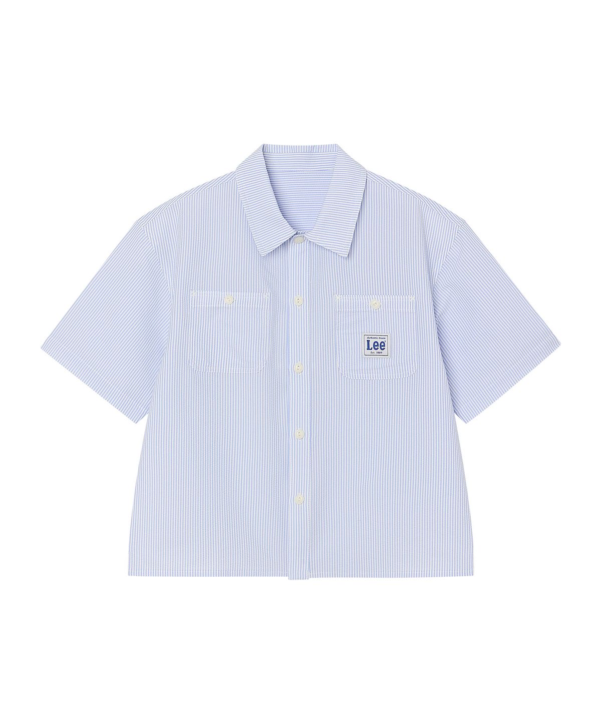 리 키즈(LEE KIDS) 패턴 시어서커 반소매 셔츠 스카이블루 LK2602SS80SB
