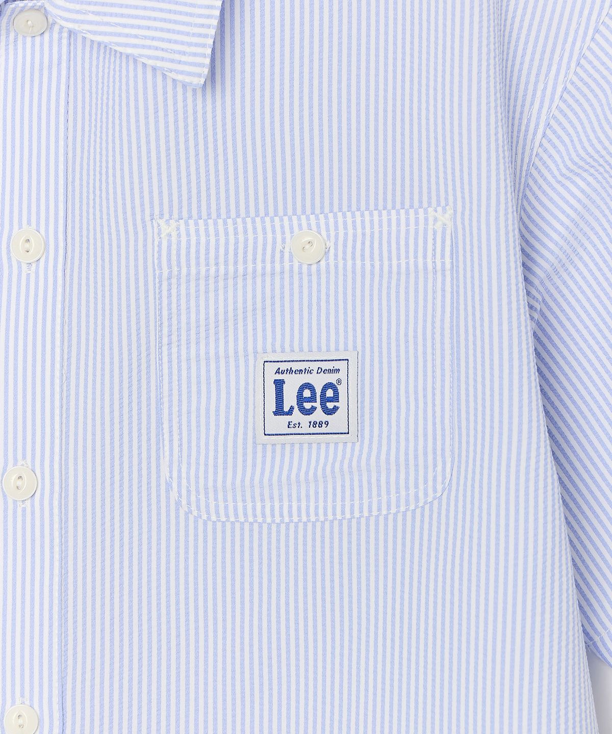 리 키즈(LEE KIDS) 패턴 시어서커 반소매 셔츠 스카이블루 LK2602SS80SB