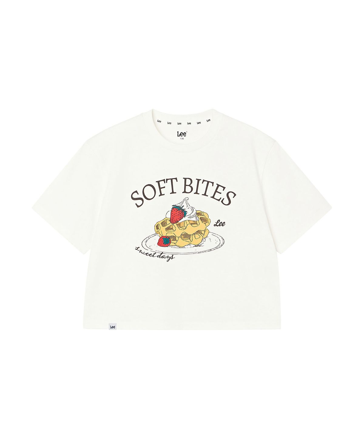 리 키즈(LEE KIDS) 와플 그래픽 크롭 티셔츠 화이트 LK2602ST74WH