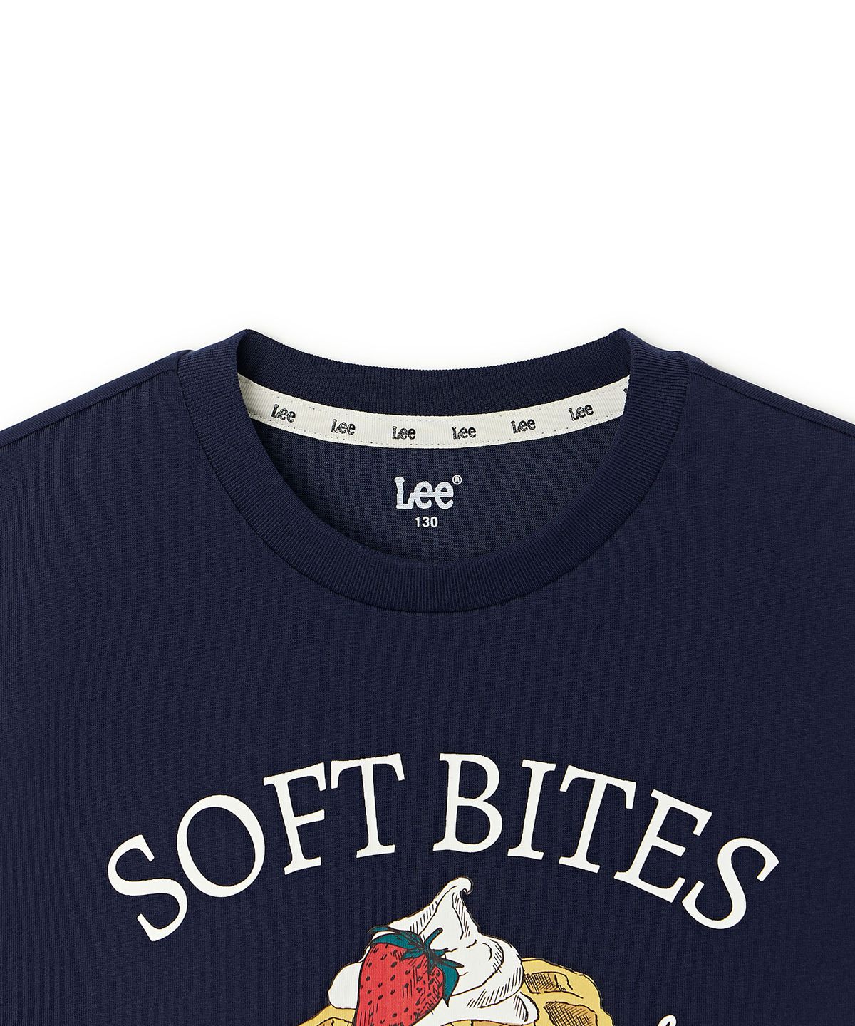 리 키즈(LEE KIDS) 와플 그래픽 크롭 티셔츠 네이비 LK2602ST74NA