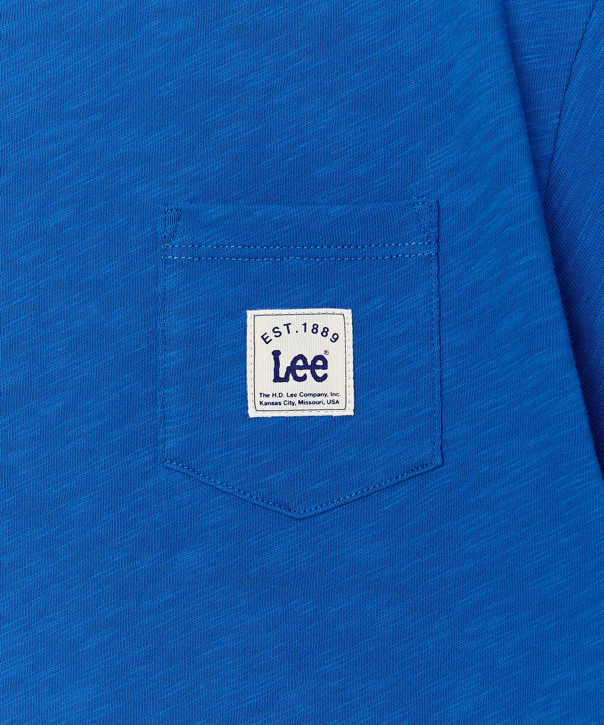 리 키즈(LEE KIDS) 챔피온 포켓 면 슬럽 반팔 티셔츠 블루 LK2602ST65BL
