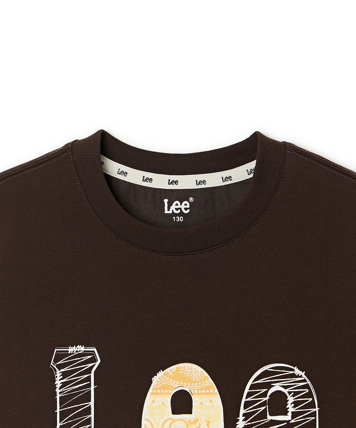 리 키즈(LEE KIDS) 크레용 아플리케 빅로고 티셔츠 브라운 LK2602ST49BR