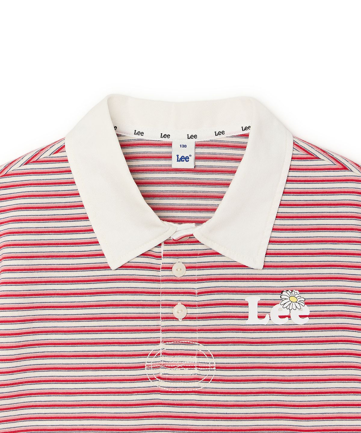 리 키즈(LEE KIDS) 데이지 스트라이프 크롭 카라티 피치 LK2602ST42PE