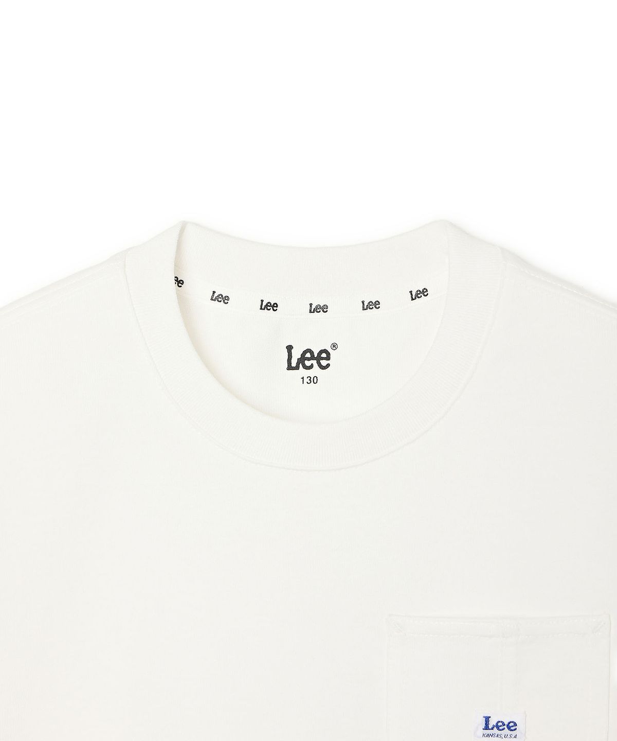 리 키즈(LEE KIDS) 포켓 스티치 포인트 베이직 티셔츠 화이트 LK2602ST05WH