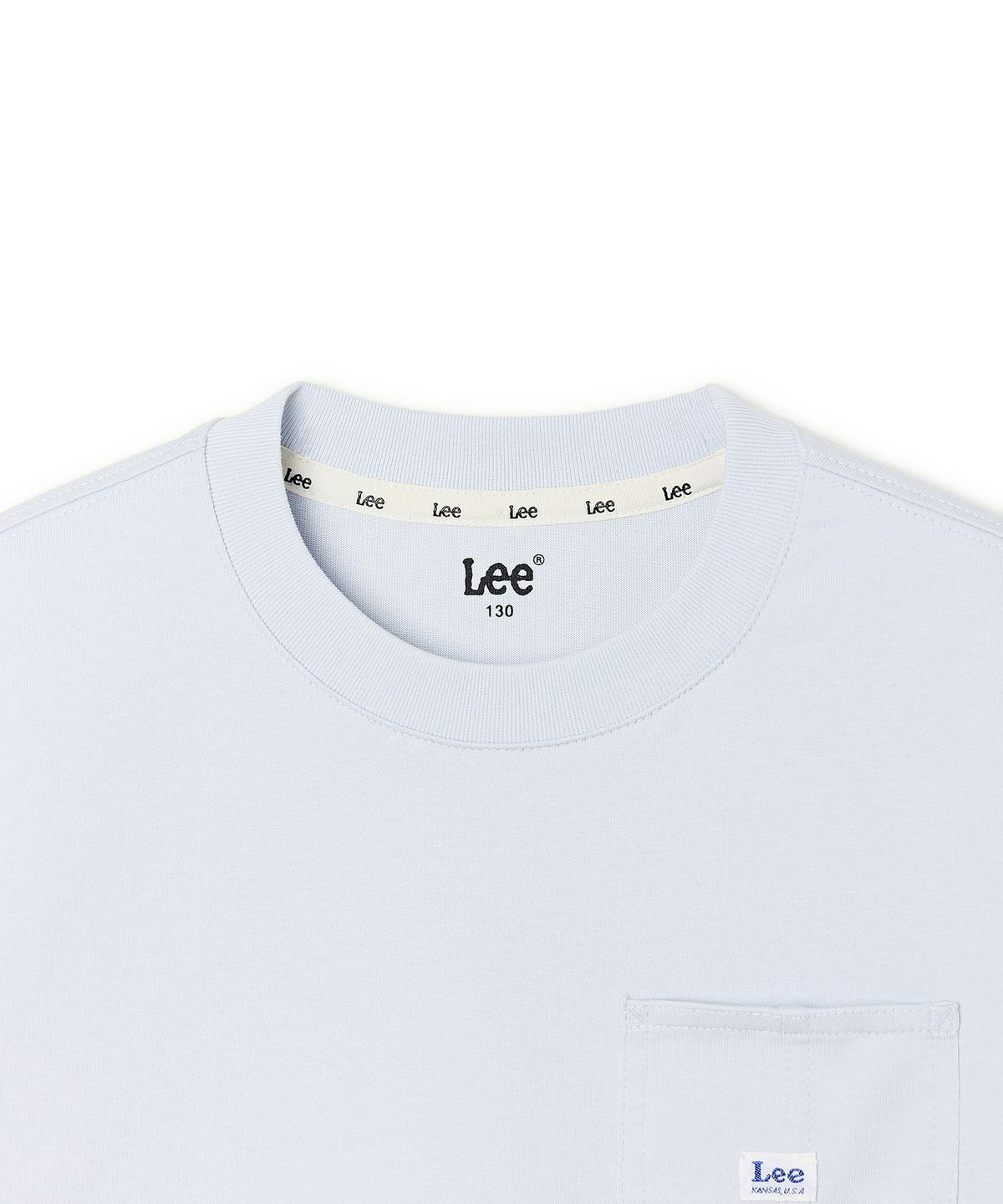 리 키즈(LEE KIDS) 포켓 스티치 포인트 베이직 티셔츠 스카이블루 LK2602ST05SB