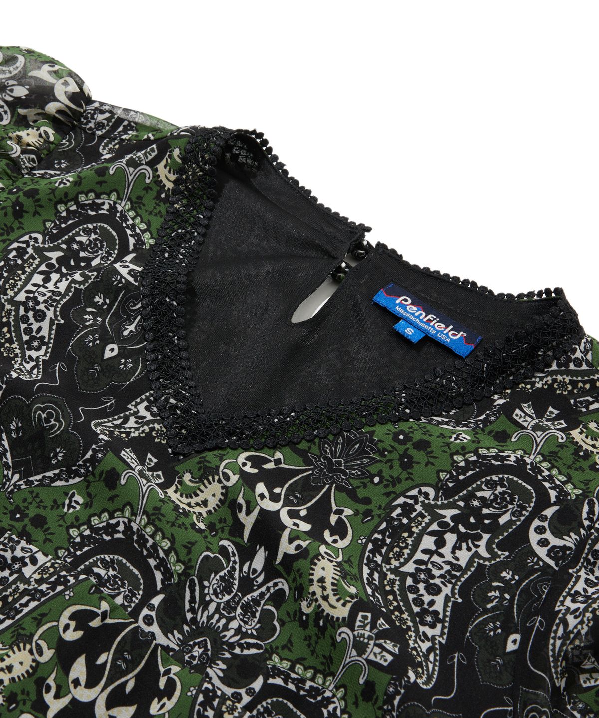 펜필드(PENFIELD) 패턴 레이스 디테일 원피스 그린_FS2WS80F