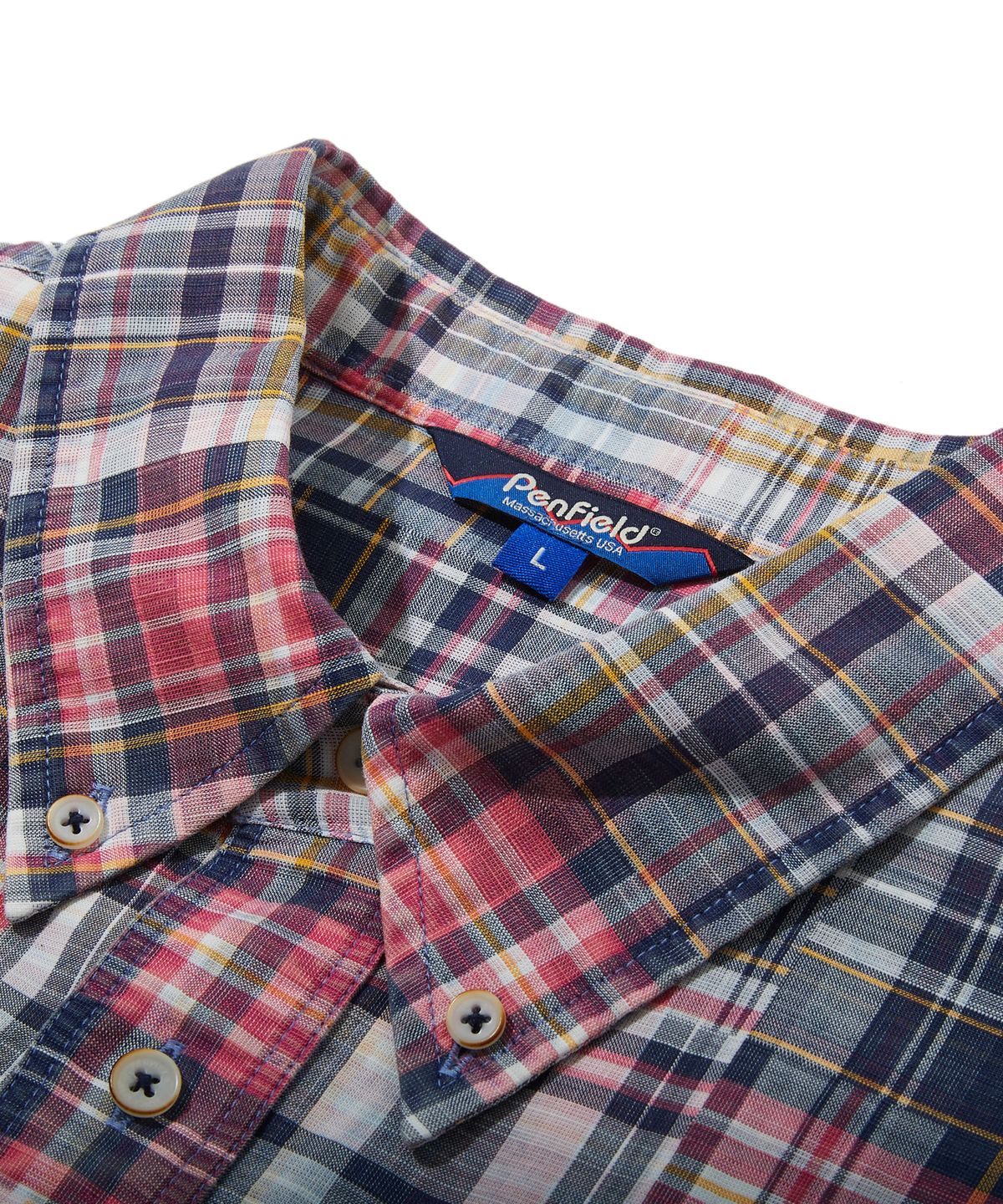 펜필드(PENFIELD) 페이디드 마드라스 버튼다운 셔츠 레드_FS1WR55U