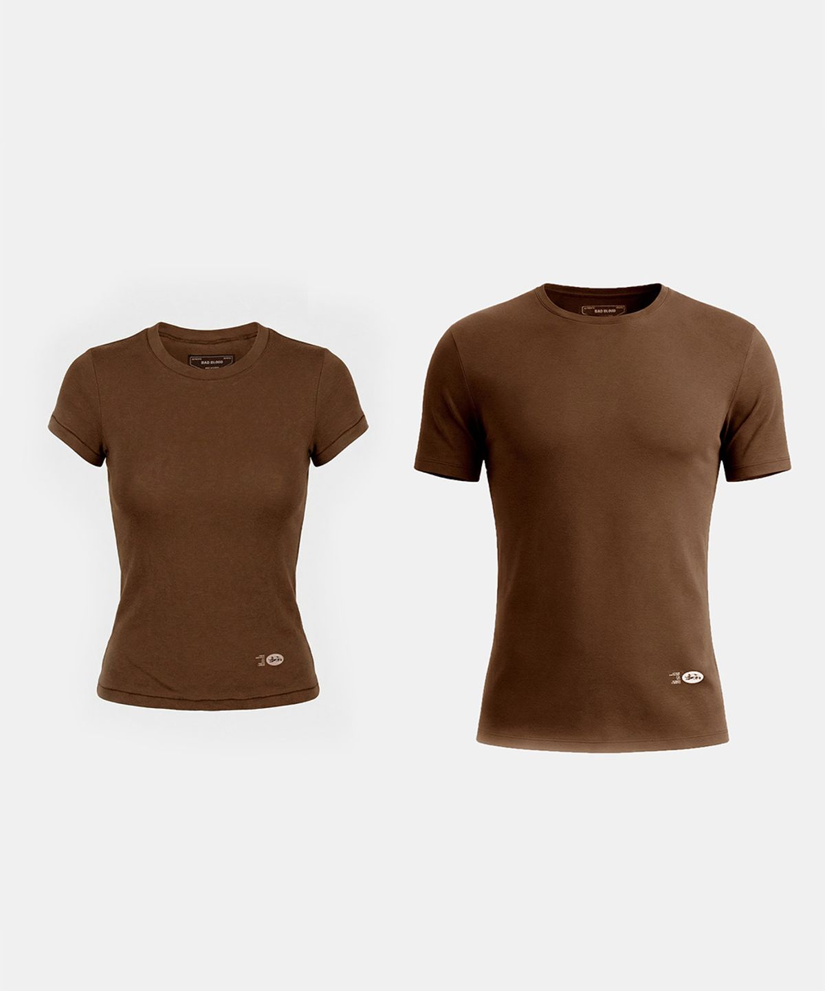 배드블러드(BADBLOOD) BS Cotton Jersey Fitted Short Sleeve T-Shirt - Brown