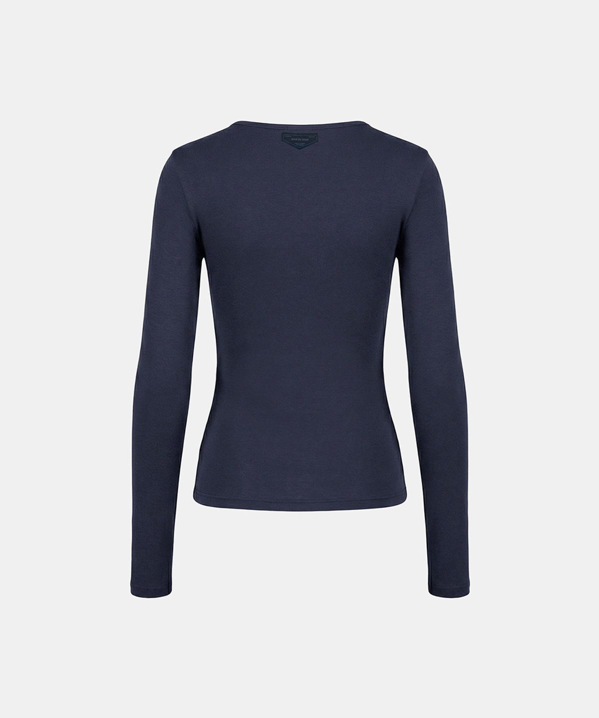 배드블러드(BADBLOOD) BS Cotton Jersey Fitted Henley Neck Long Sleeve T-Shirt - Navy