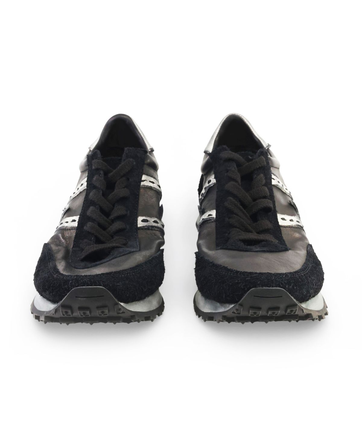 야세(YASE) [Deerskin, Kangaroo leather] WSR-7 Vintage Jogging Sneakers Black