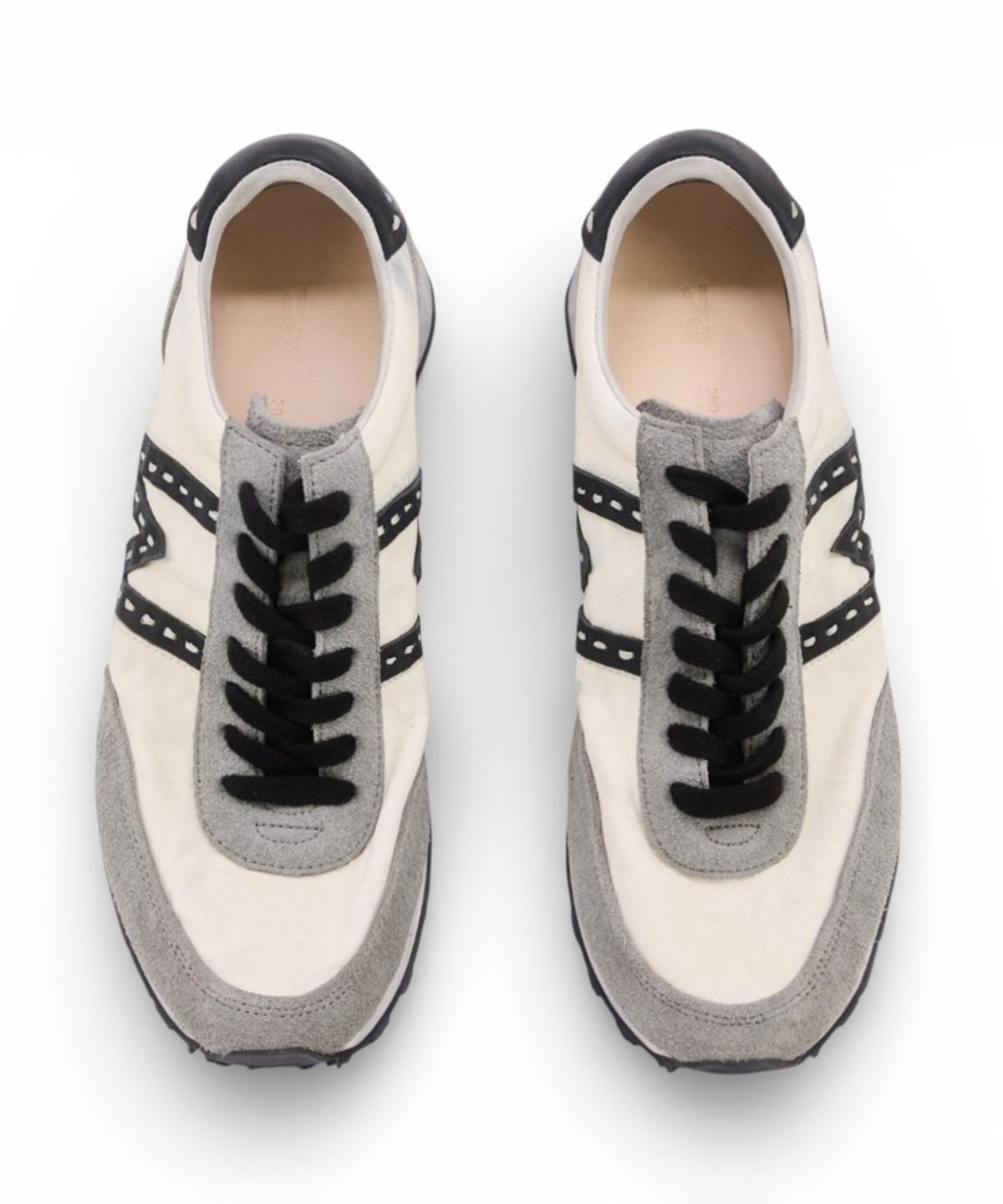 야세(YASE) [Deerskin, Kangaroo leather] WSR-7 Vintage Jogging Sneakers Ivory