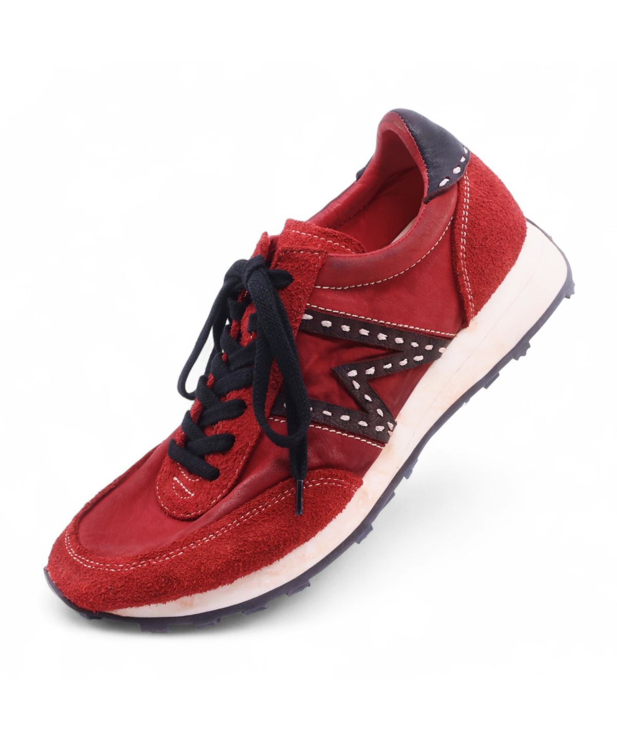 야세(YASE) [Deerskin, Kangaroo leather] WSR-7 Vintage Jogging Sneakers Red