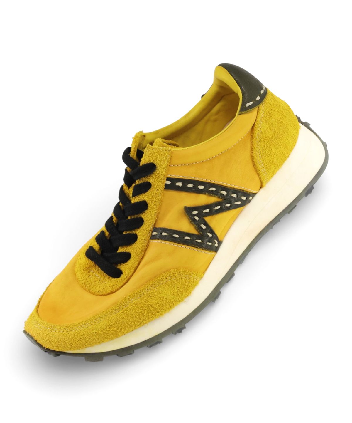 야세(YASE) [Deerskin, Kangaroo leather] WSR-7 Vintage Jogging Sneakers Yellow