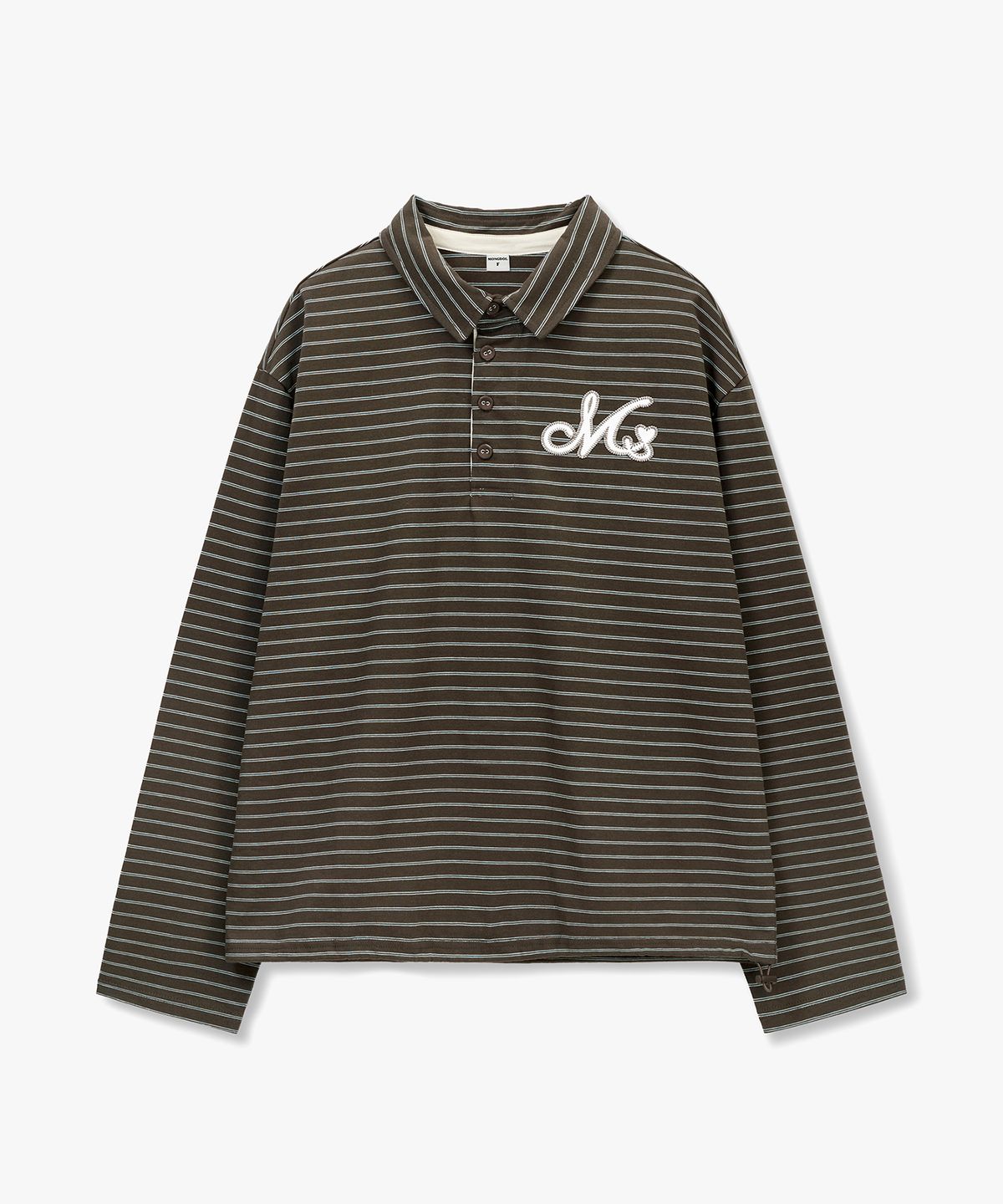 몽돌(MONGDOL) 스트라이프 카라 럭비 티셔츠 브라운 MDTS100BROWN