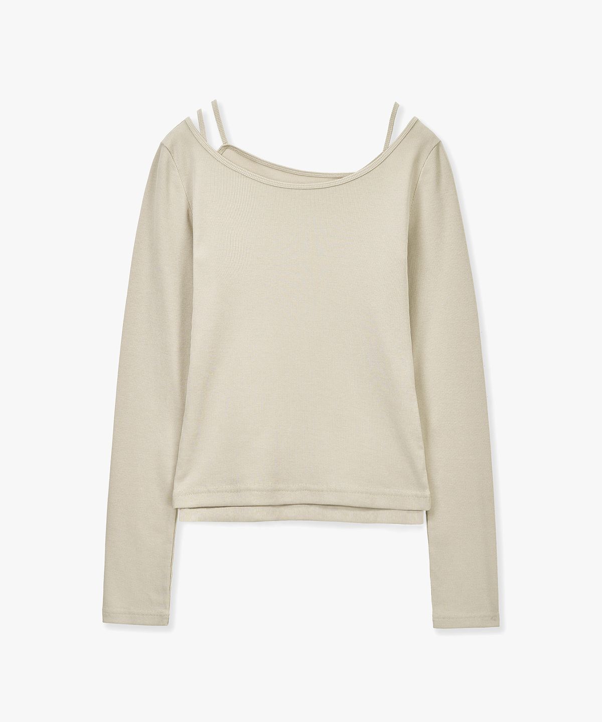 몽돌(MONGDOL) [SET] 보트넥 레이어드 골지 티셔츠 베이지 MDTS087BEIGE