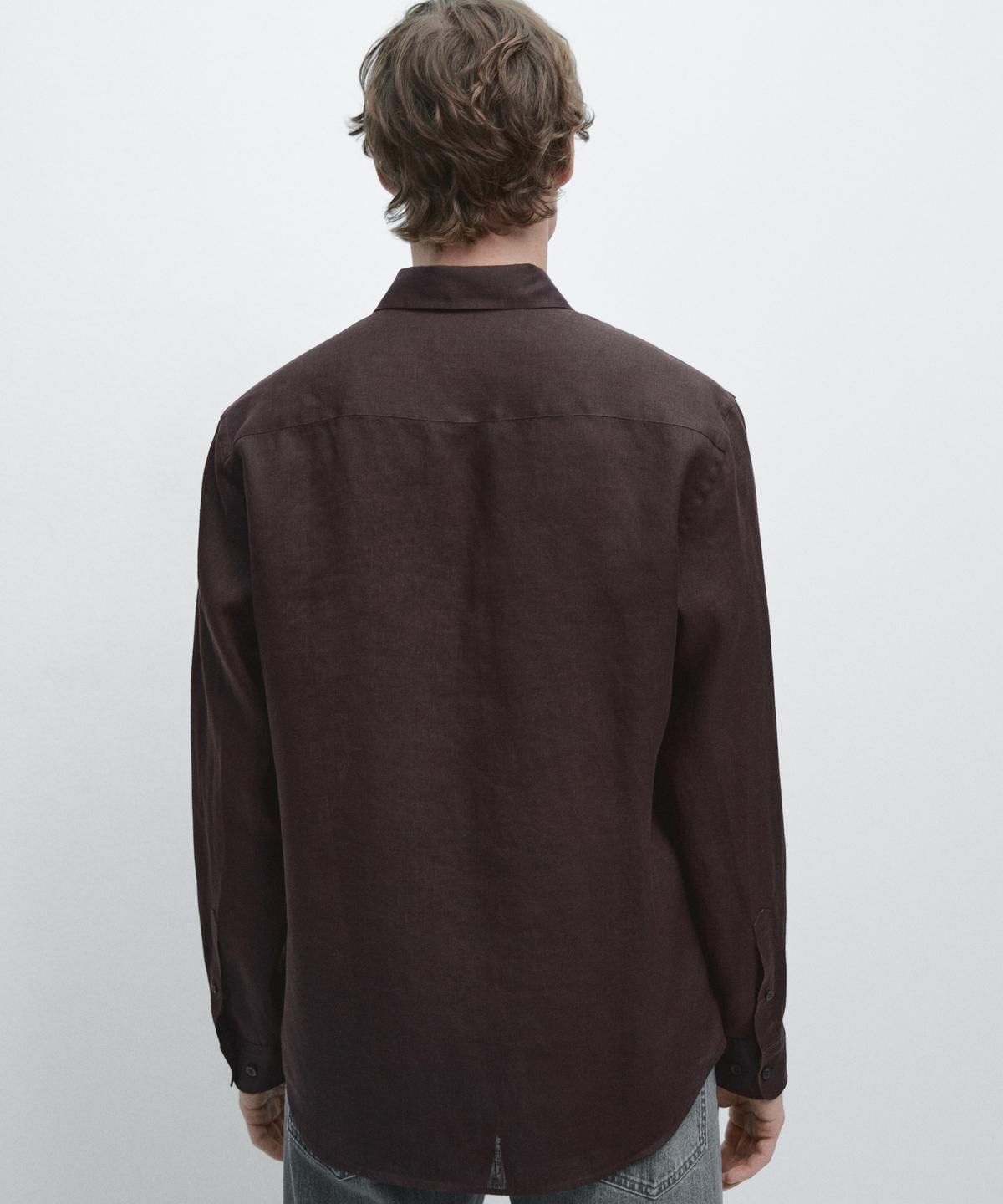 마시모두띠(MASSIMO DUTTI) 100% 린넨 슬림핏 셔츠