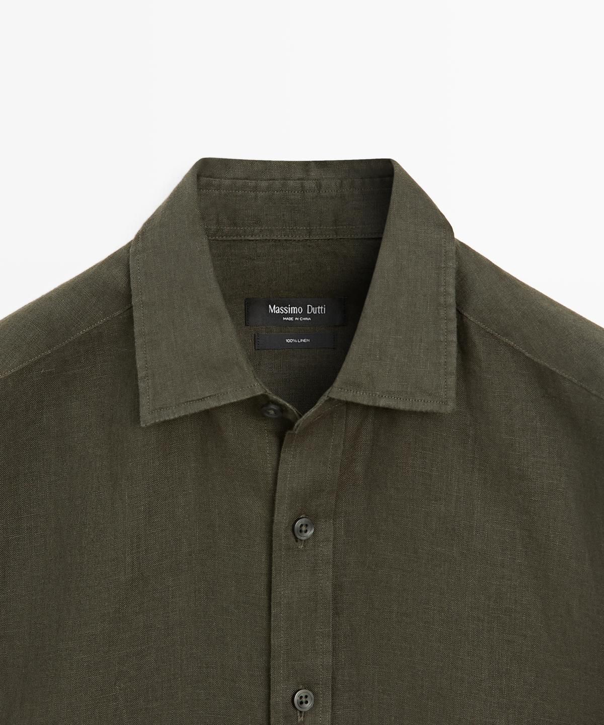 마시모두띠(MASSIMO DUTTI) 100% 린넨 슬림핏 셔츠