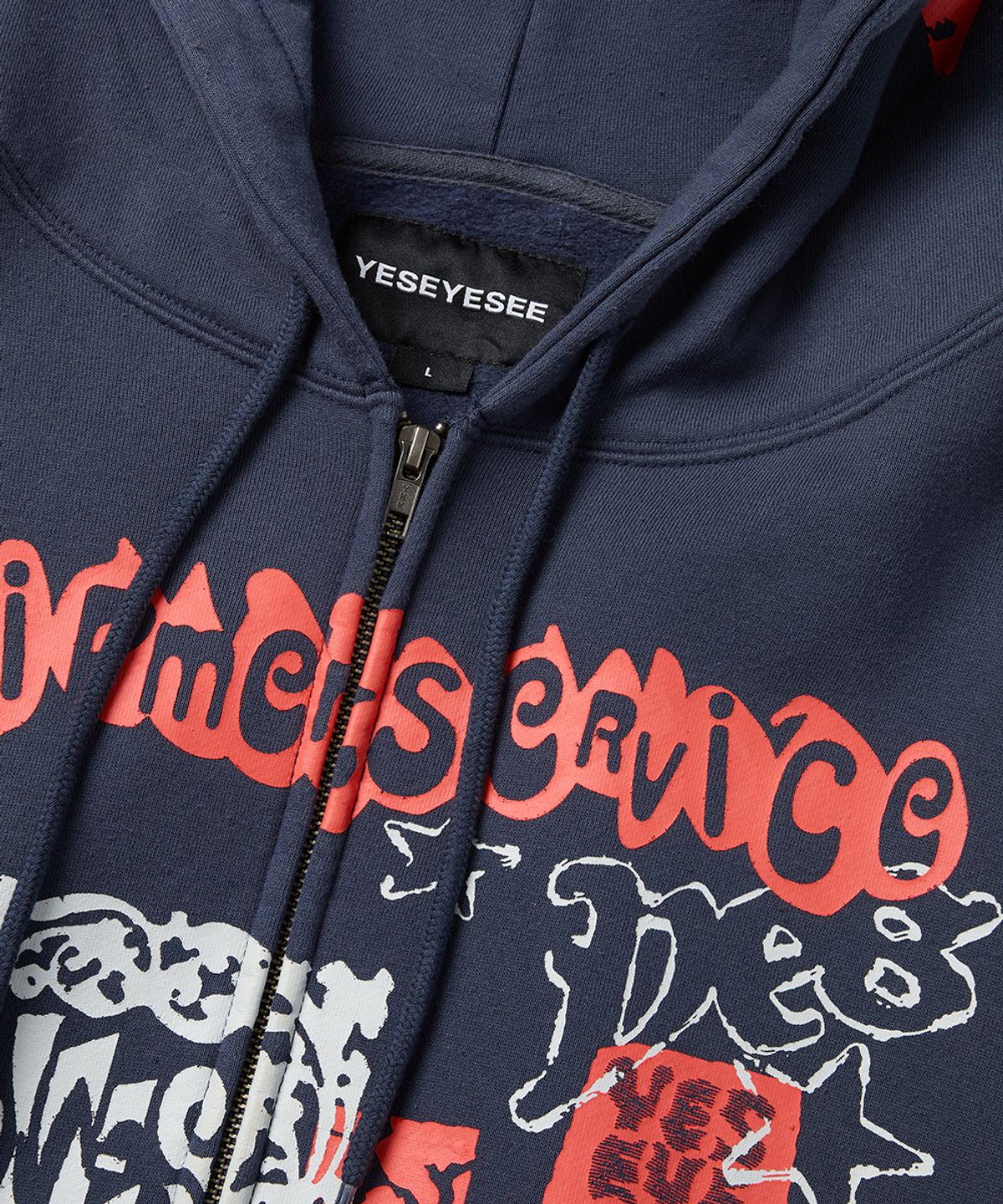 예스아이씨(YESEYESEE) Scanned Zip-up Hoodie Light Navy