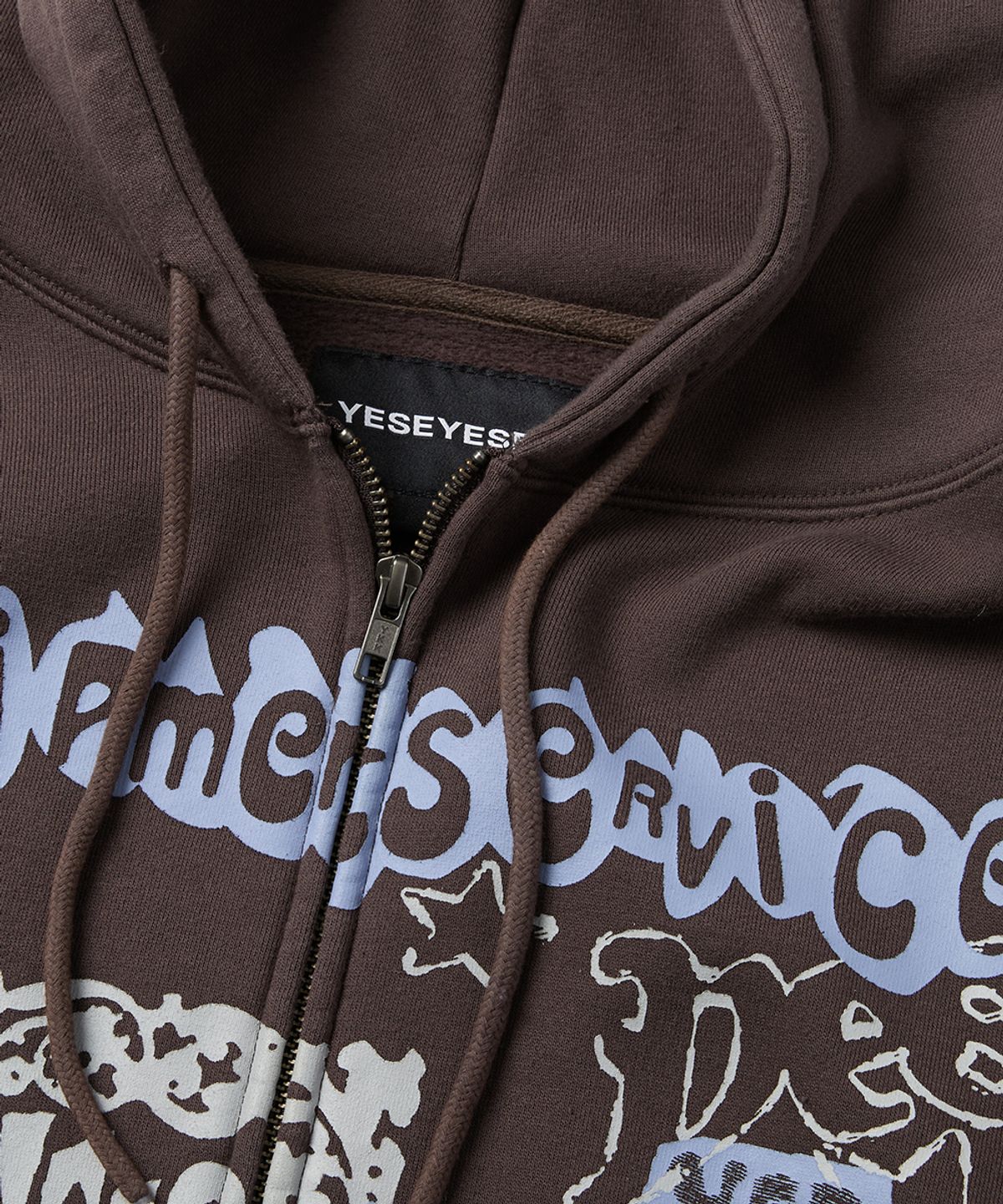 예스아이씨(YESEYESEE) Scanned Zip-up Hoodie Dark Brown