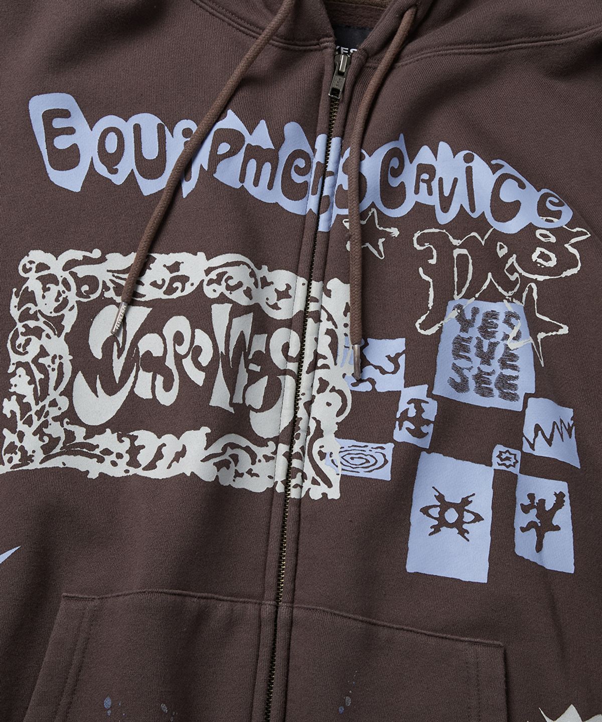 예스아이씨(YESEYESEE) Scanned Zip-up Hoodie Dark Brown