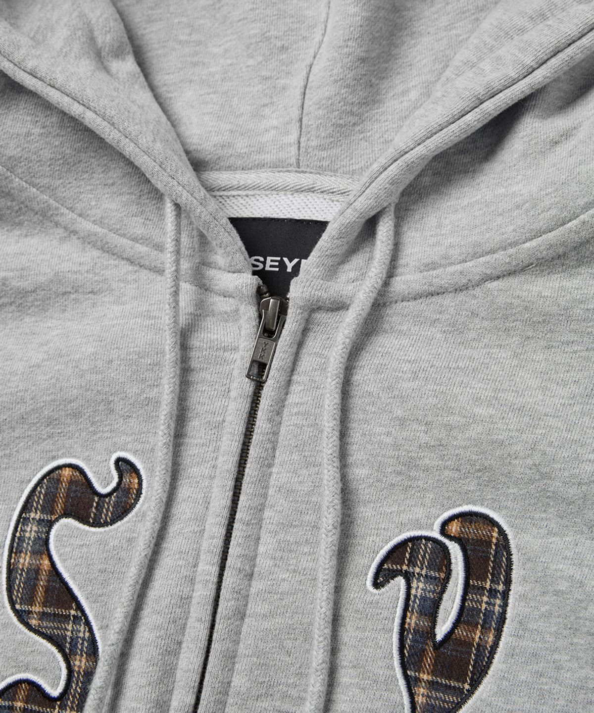 예스아이씨(YESEYESEE) Y.E.S Bully Check Zip-up Hoodie Grey