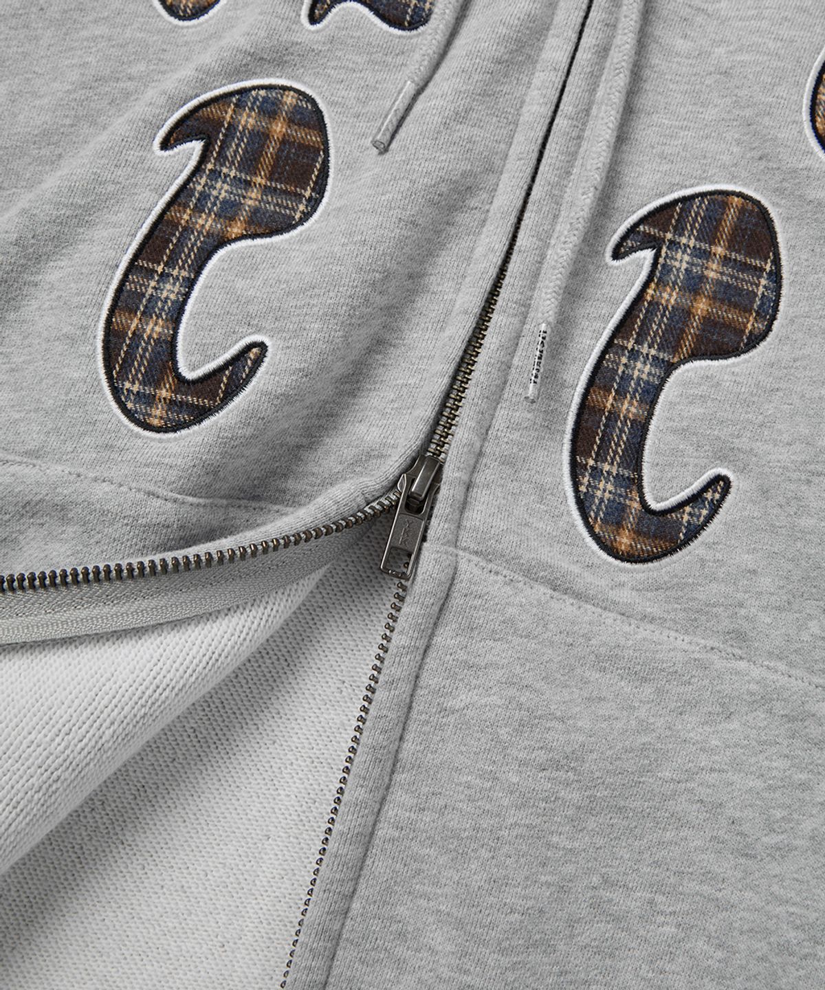 예스아이씨(YESEYESEE) Y.E.S Bully Check Zip-up Hoodie Grey