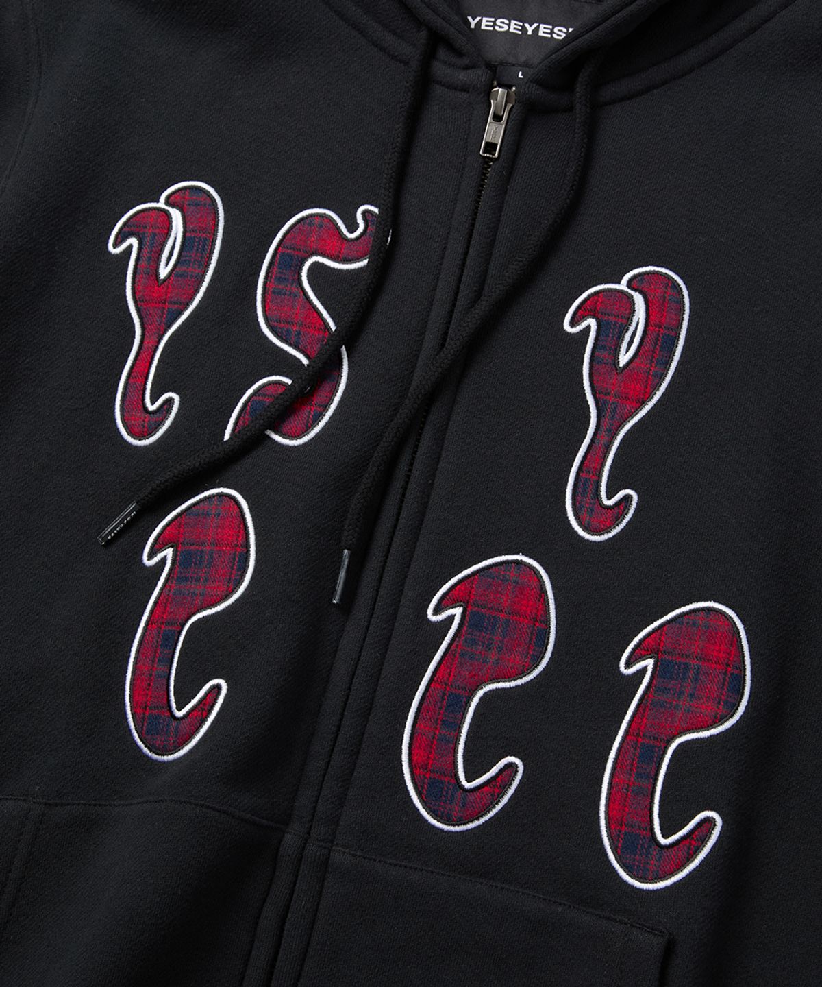 예스아이씨(YESEYESEE) Y.E.S Bully Check Zip-up Hoodie Black