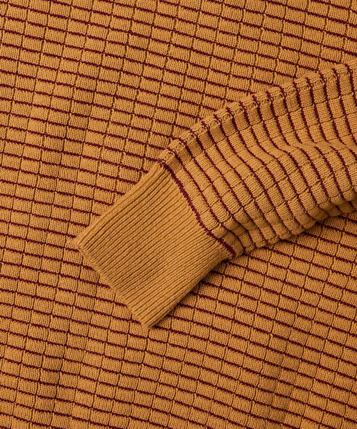 예스아이씨(YESEYESEE) Brick Pattern Knit Zip Hoodie Yellow