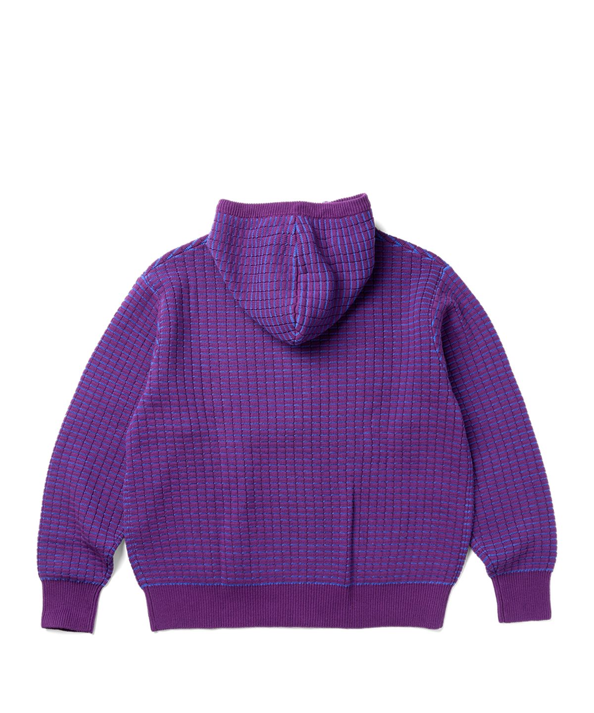 예스아이씨(YESEYESEE) Brick Pattern Knit Zip Hoodie Purple