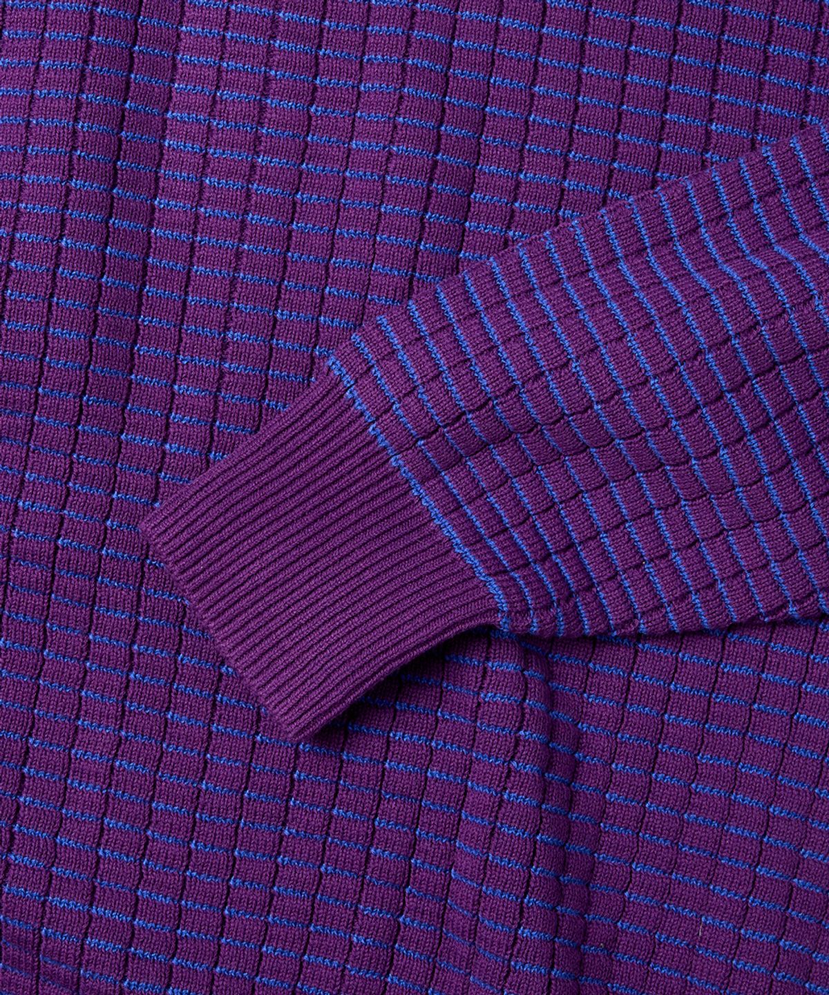 예스아이씨(YESEYESEE) Brick Pattern Knit Zip Hoodie Purple