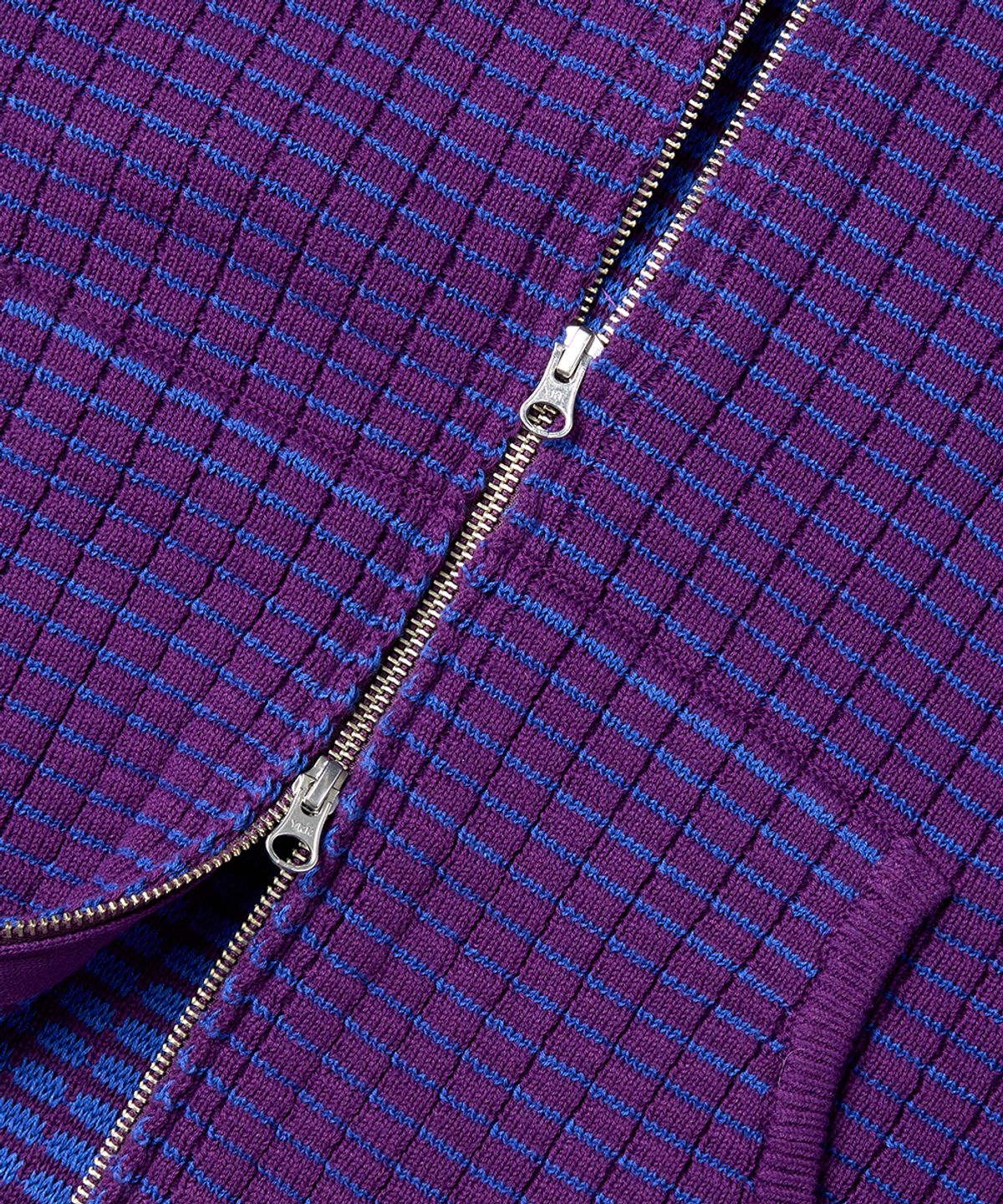 예스아이씨(YESEYESEE) Brick Pattern Knit Zip Hoodie Purple