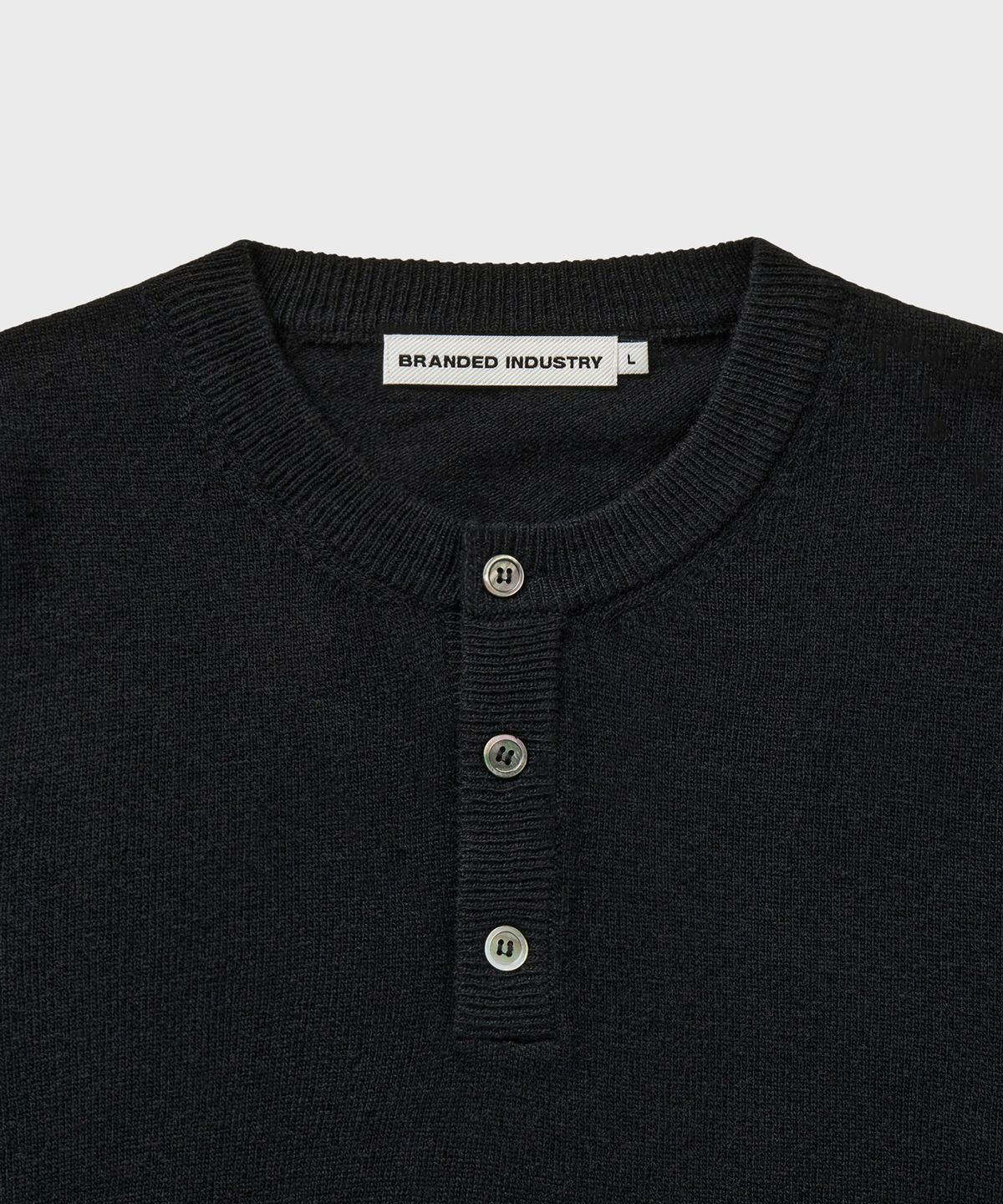 브랜디드(BRANDED) COMFORT WOOL HENLEY NECK KNIT [BLACK]