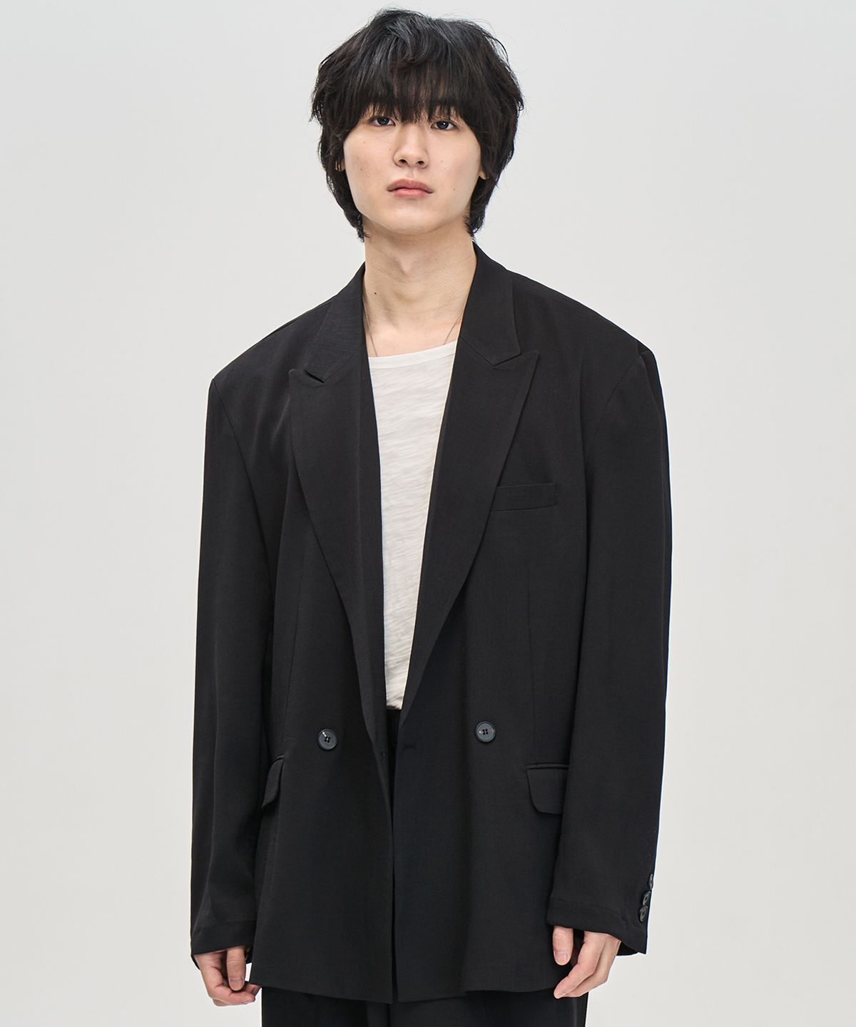 프레리(PRAIRIE) 빅대디핏 원버튼 더블 블레이저 (BLACK)