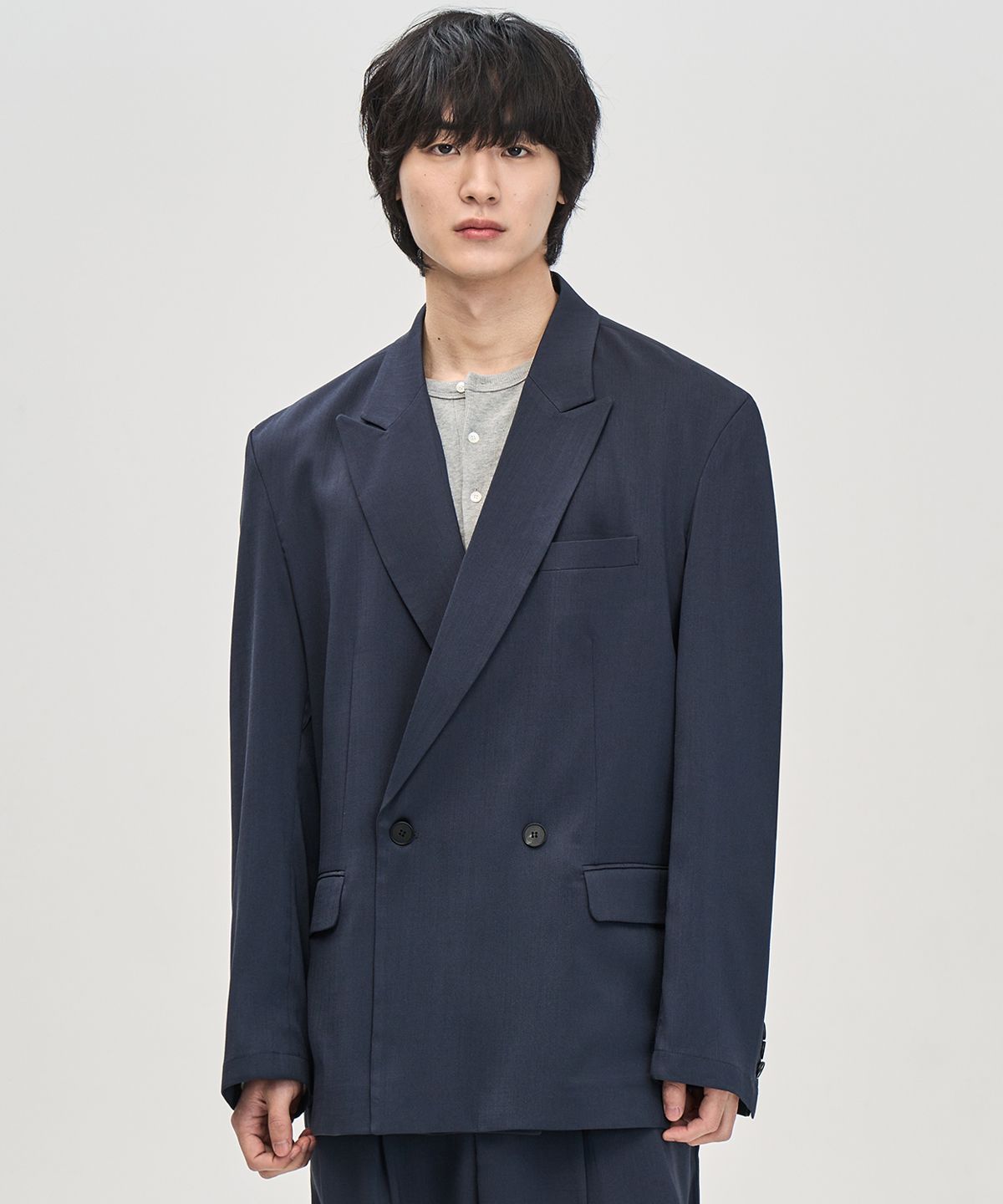 프레리(PRAIRIE) 빅대디핏 원버튼 더블 블레이저 (NAVY)