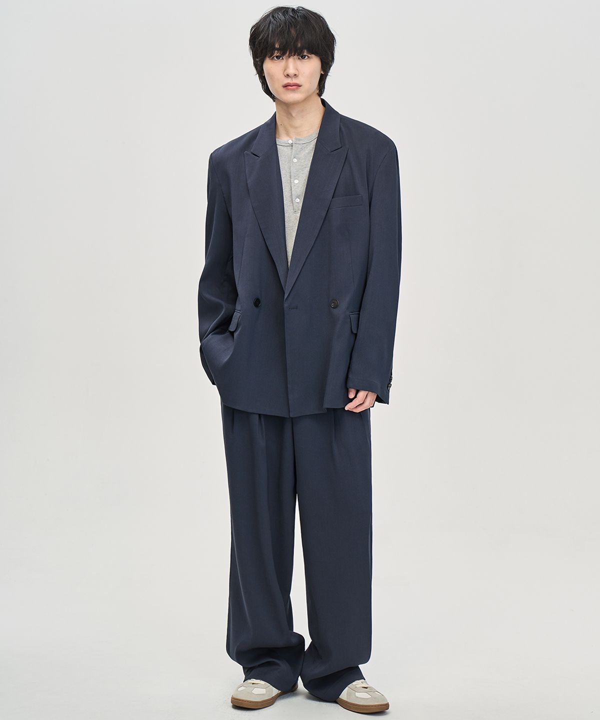 프레리(PRAIRIE) 빅대디핏 원버튼 더블 블레이저 (NAVY)