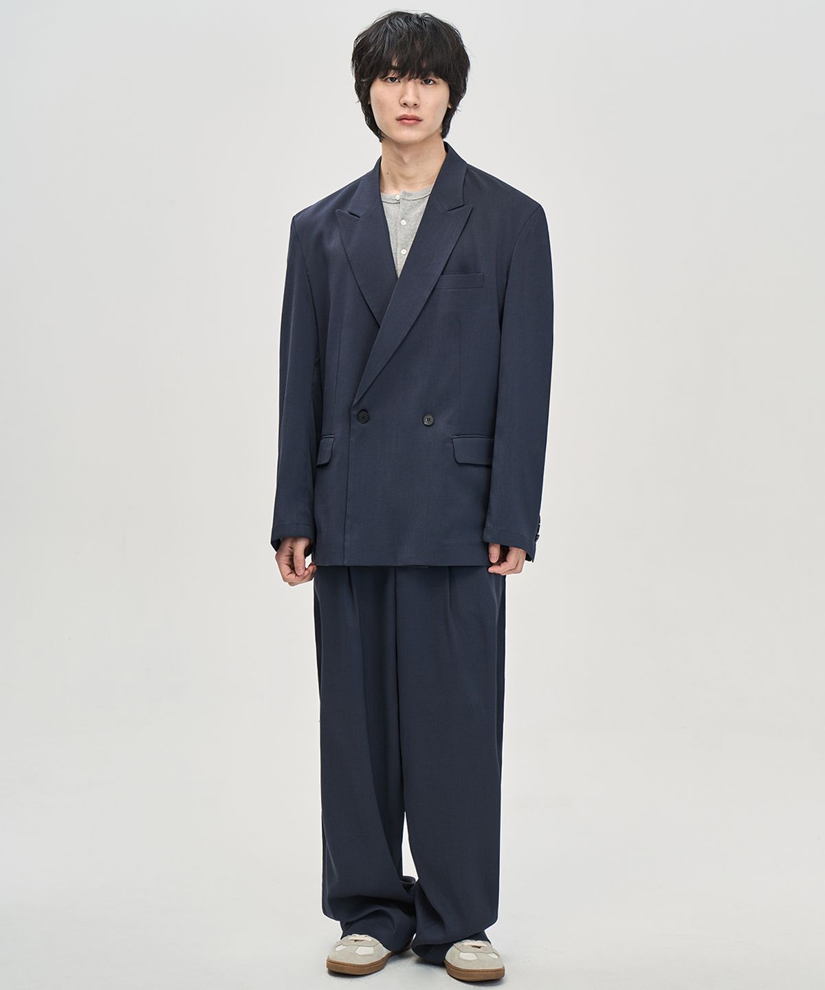 프레리(PRAIRIE) 빅대디핏 원버튼 더블 블레이저 셋업 (BLACK / NAVY)