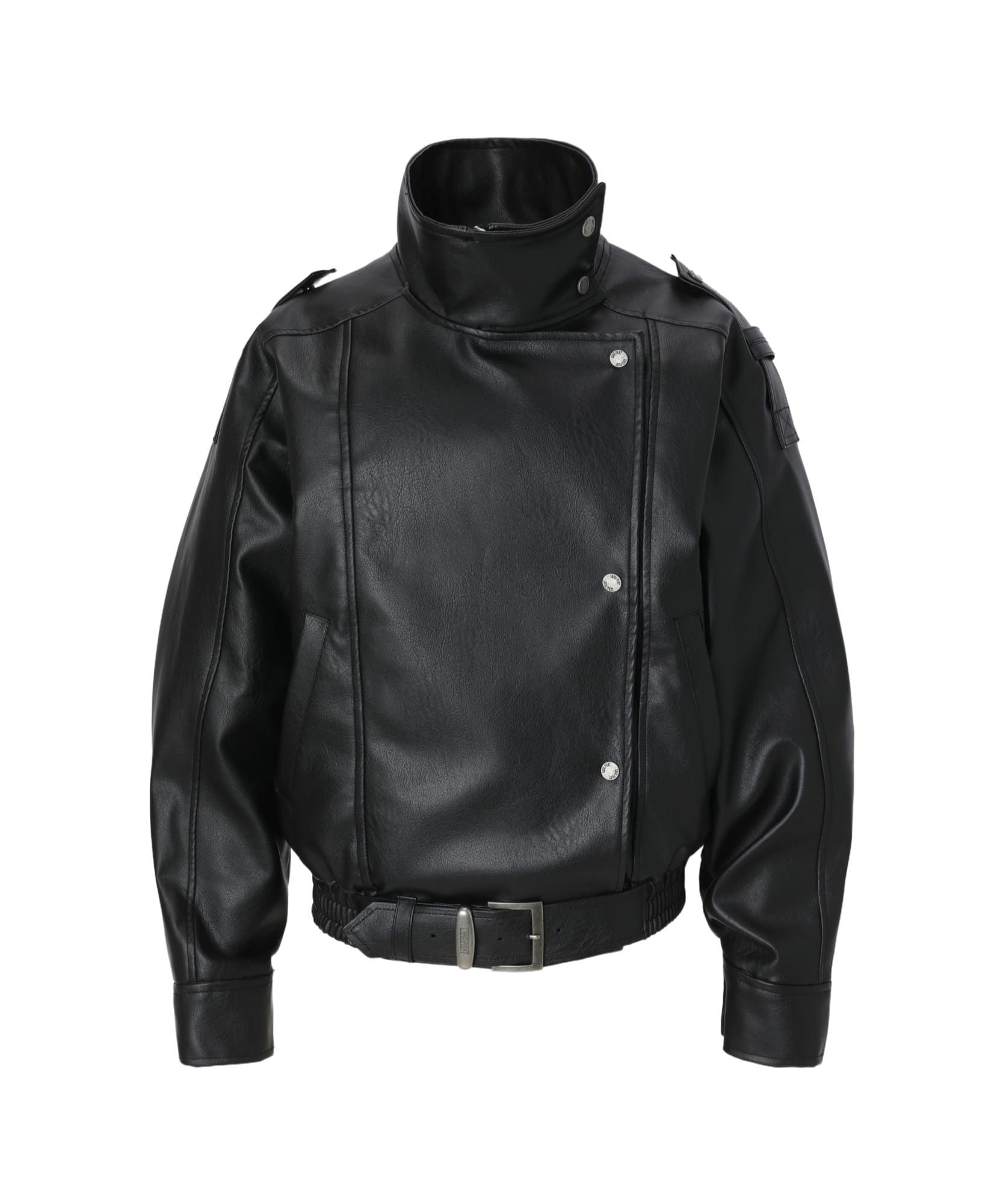 ジャケット・アウター HYPE-03 High neck leather like jacket MUSINSA | KHAKIPOINT Structured High-Neck Leather Jacket (black)