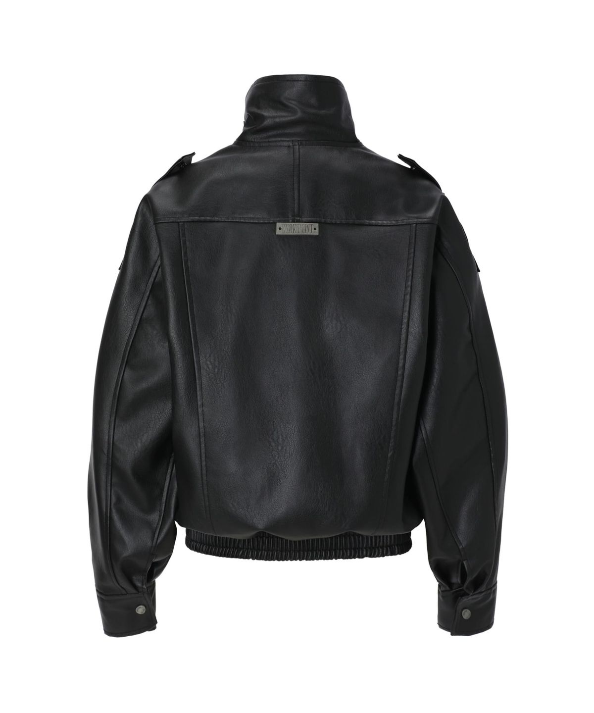 카키포인트(KHAKIPOINT) Structured High-Neck Leather Jacket (black)