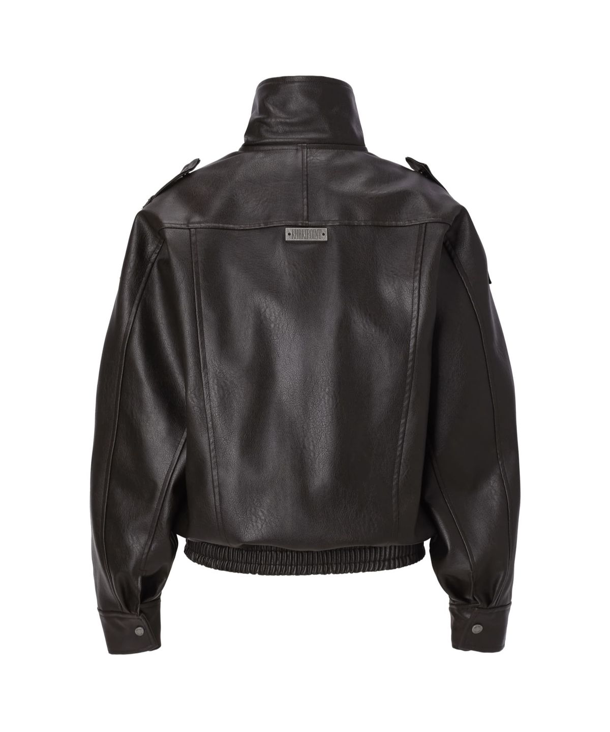카키포인트(KHAKIPOINT) Structured High-Neck Leather Jacket (dark brown)
