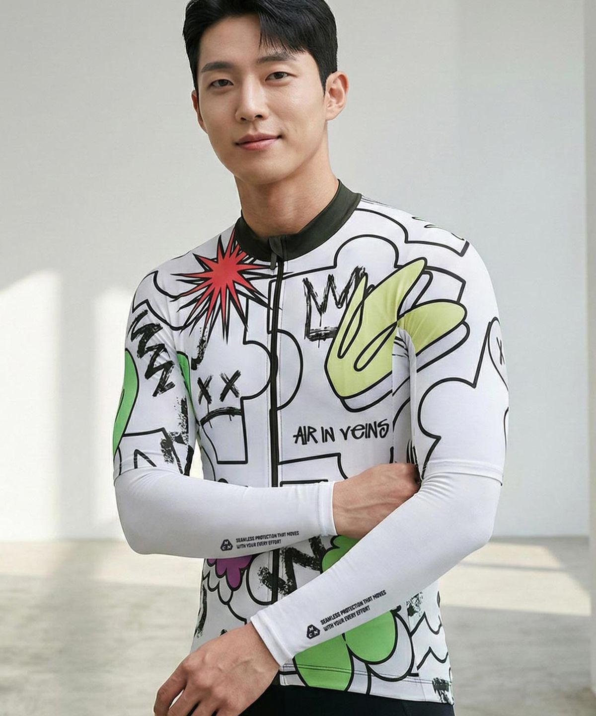 엠씨엔스포츠(MCNSPORTS) 남성 심플 화이트 자전거 팔토시 ARM SLEEVES-SIMPLE WT
