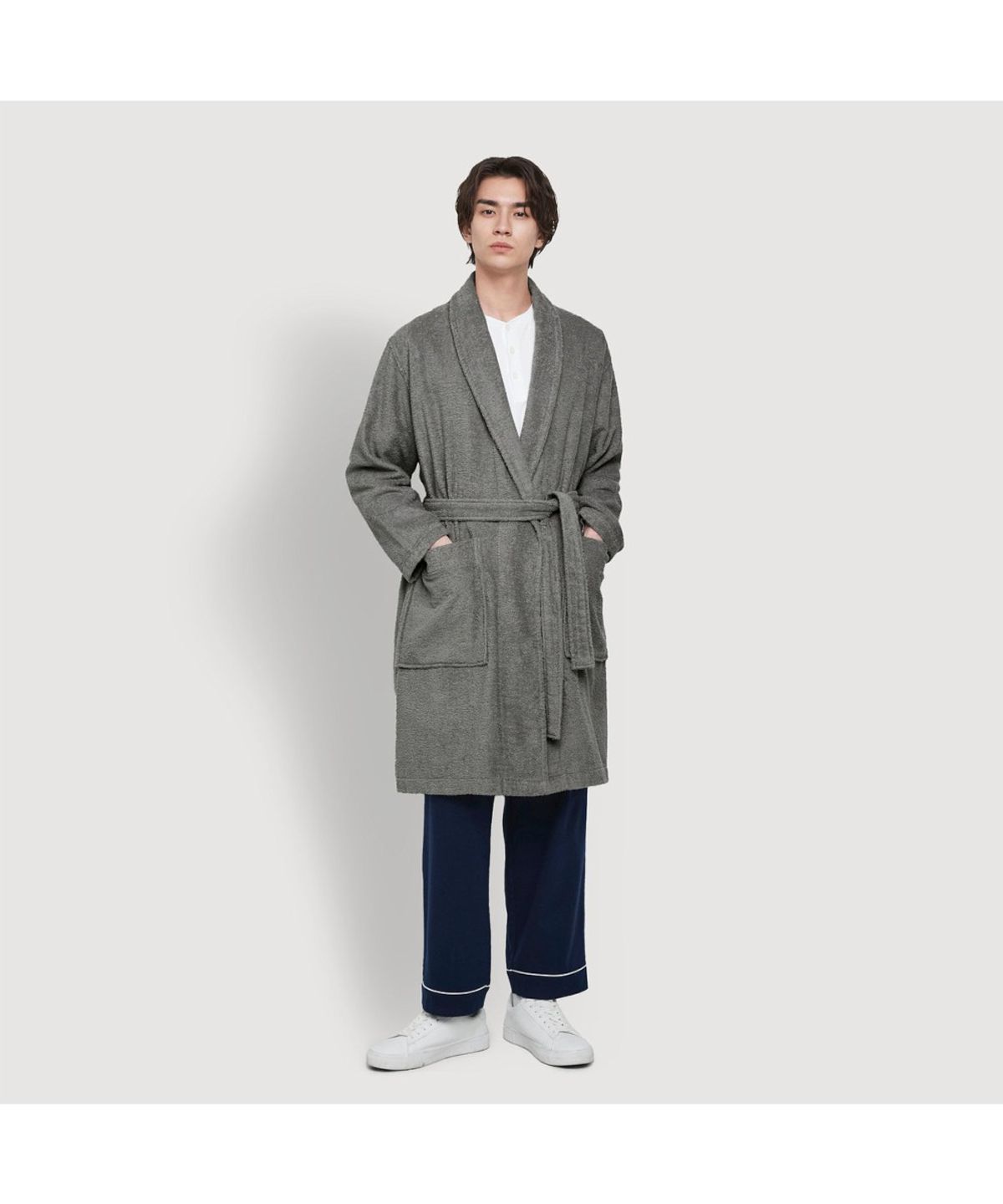 자주(JAJU) 데일리 코튼 테리 배스 로브 그레이