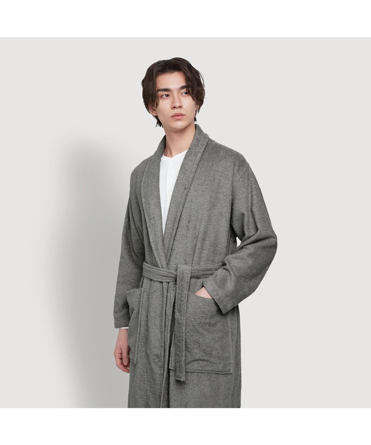 자주(JAJU) 데일리 코튼 테리 배스 로브 그레이