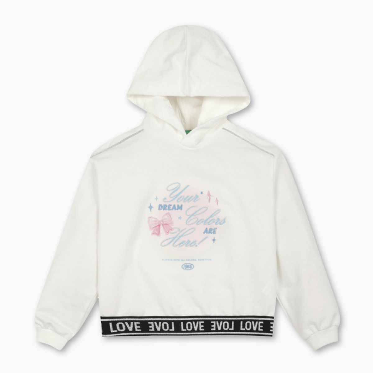 베네통키즈(BENETTONKIDS) 밴드 포인트 후드 티셔츠_QAMT11611IV