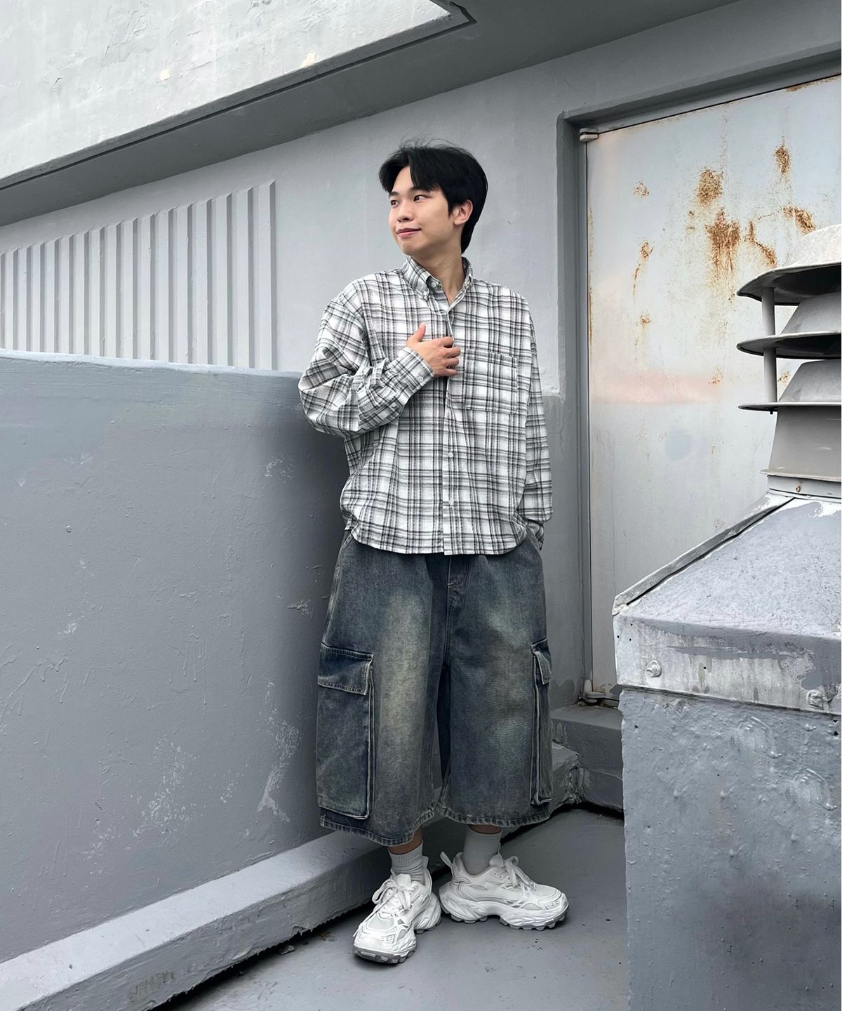노티카(NAUTICA) 크롭 체크 셔츠(3colors) NST5426