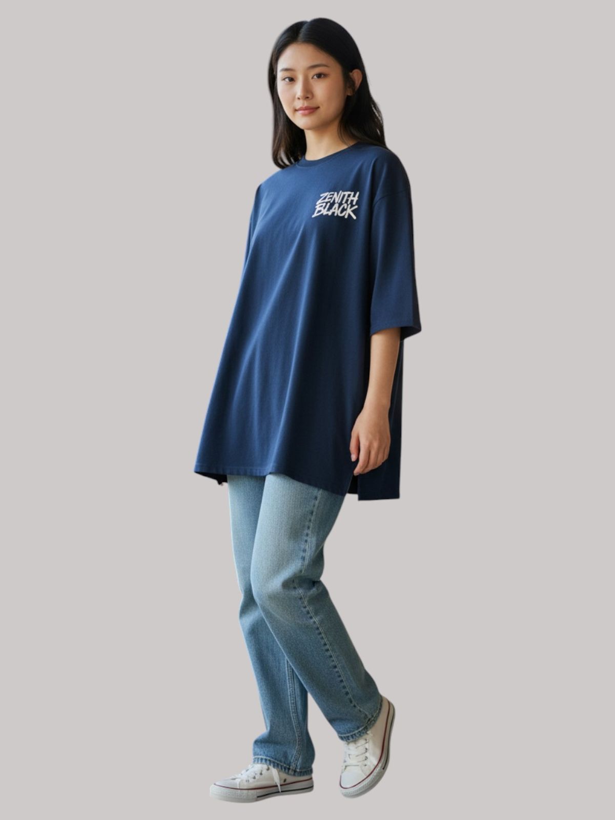 지블랙(ZBLACK) 제니스 빅로고 7부 티셔츠(Navy)