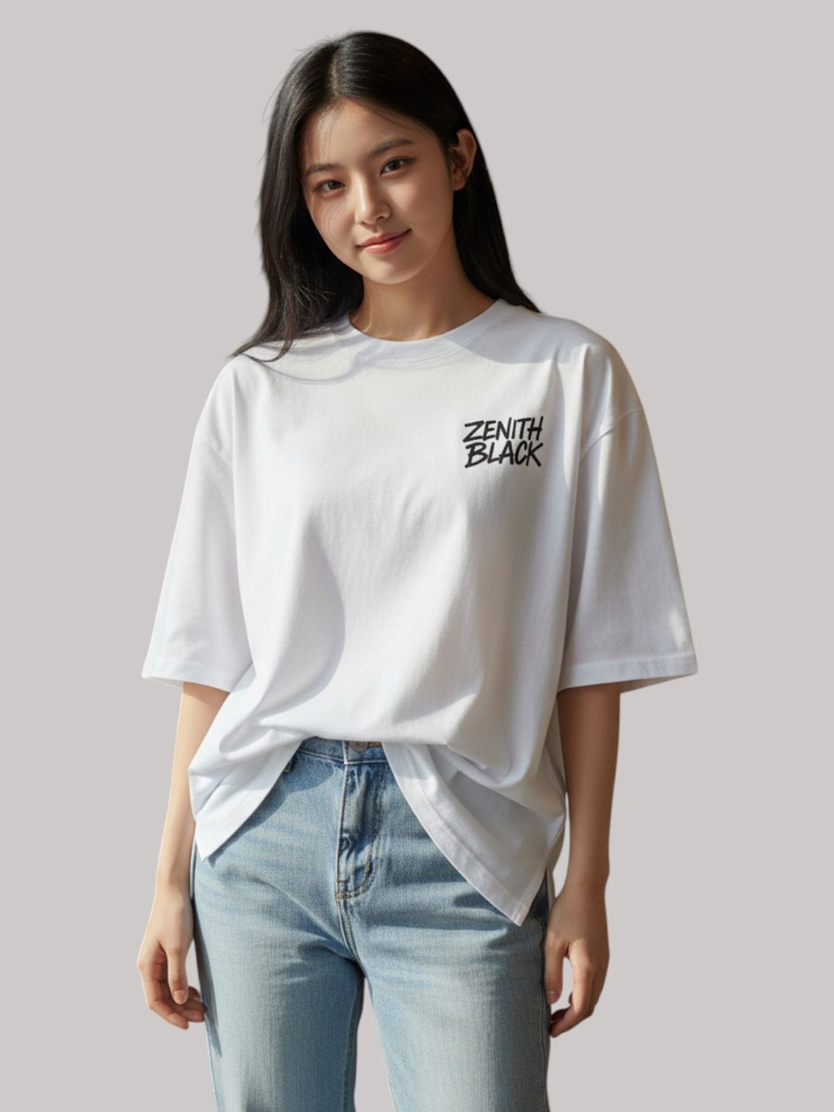 지블랙(ZBLACK) 제니스 빅로고 7부 티셔츠(WHITE)