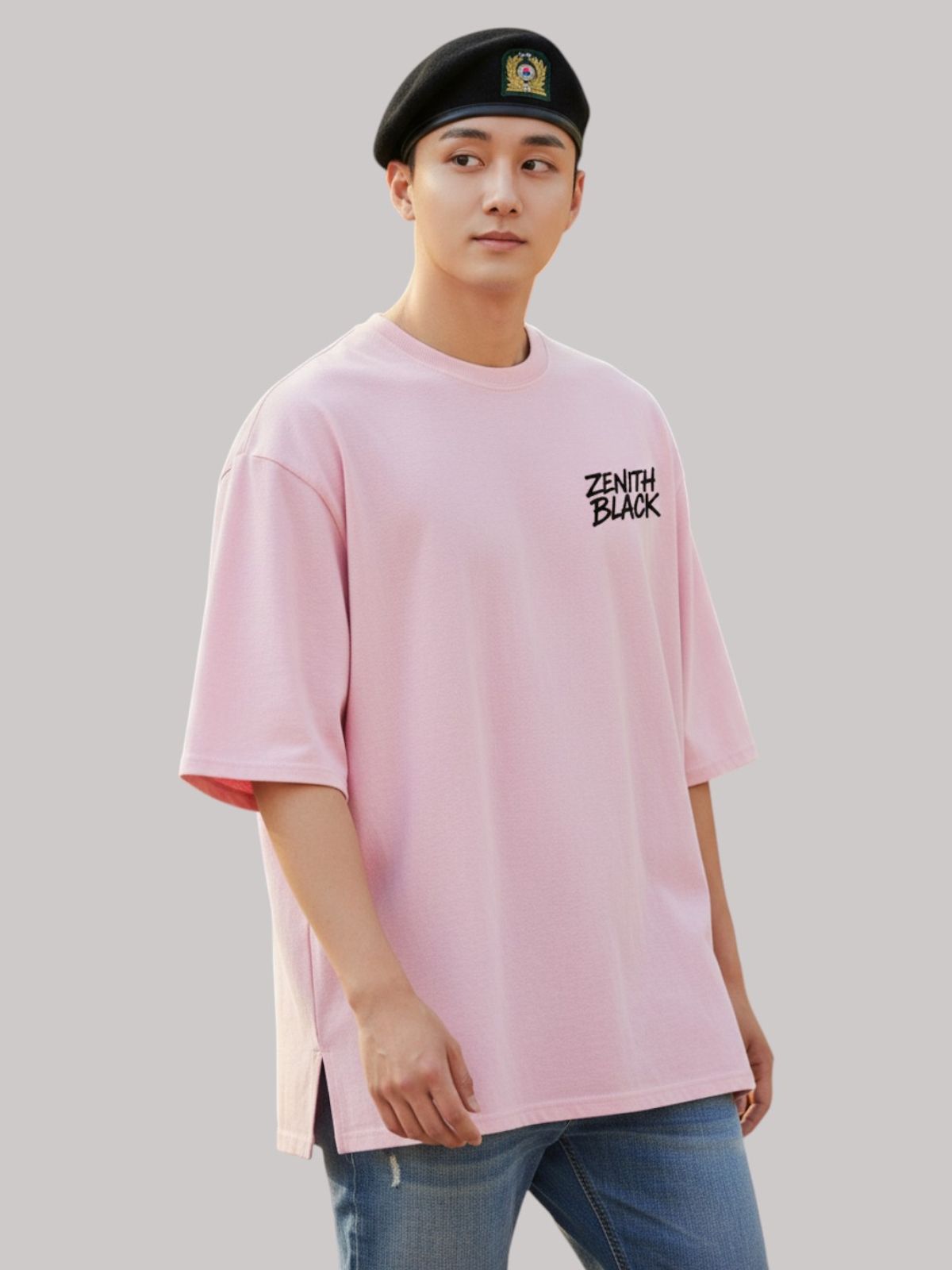 지블랙(ZBLACK) 제니스 빅로고 7부 티셔츠(PINK)