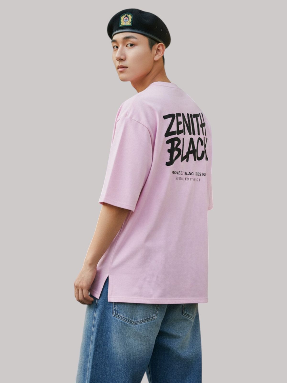 지블랙(ZBLACK) 제니스 빅로고 7부 티셔츠(PINK)